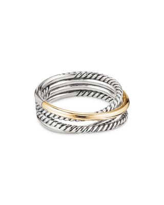 David Yurman - Sterling Silver & 18K Yellow Gold Crossover Narrow Ring