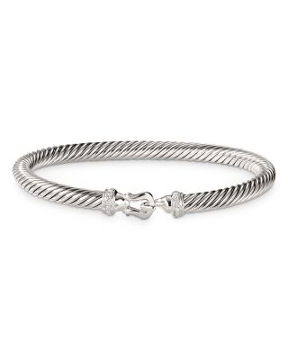 Sterling Silver Cable Buckle Bracelet with Diamonds