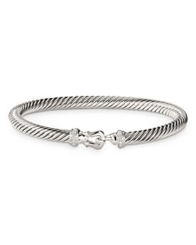 David Yurman - Sterling Silver Cable Buckle Bracelet with Diamonds