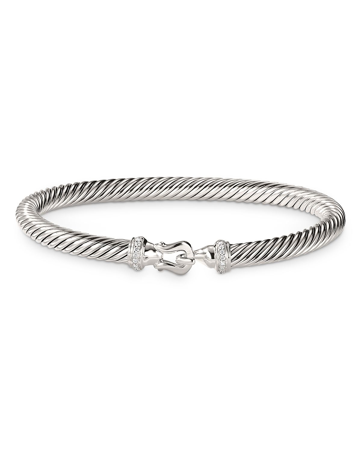 David Yurman Sterling Silver Cable Buckle Bracelet with Diamonds
