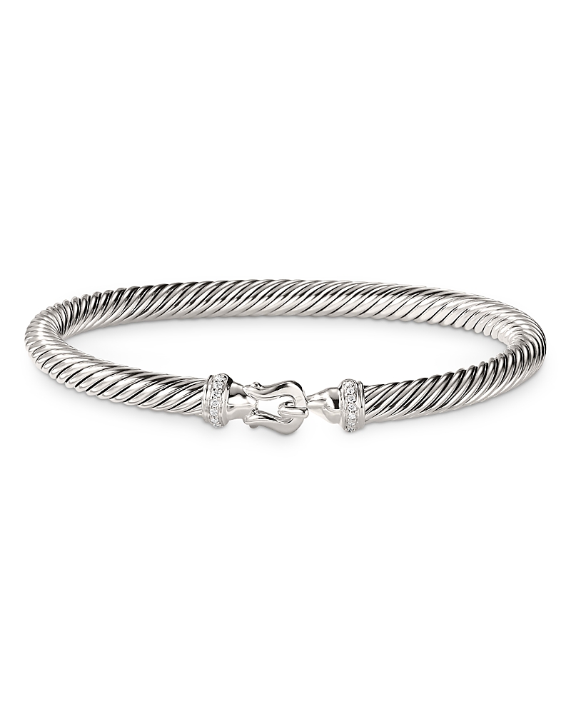 David Yurman Sterling Silver Cable Buckle Bracelet with Diamonds