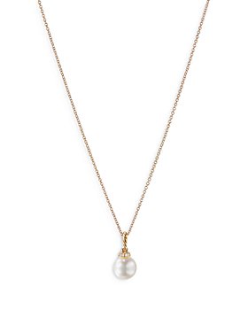 David Yurman - 18K Yellow Gold Solari Pendant Necklace with Cultured Freshwater Pearl & Diamonds, 18"