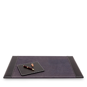 Pigeon & Poodle Larne Black Full Grain Leather Desk Blotter & Square Mouse Pad