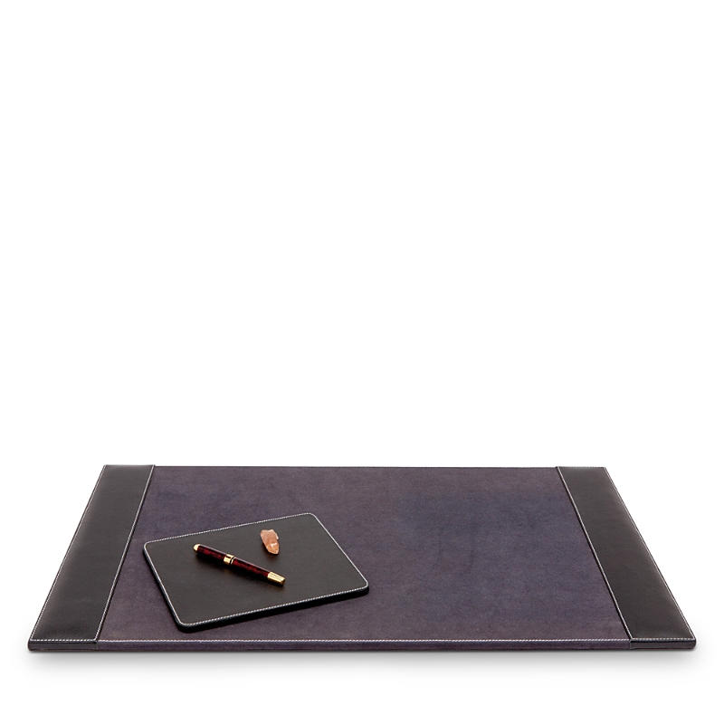 Pigeon & Poodle Larne Black Full Grain Leather Desk Blotter & Square Mouse Pad