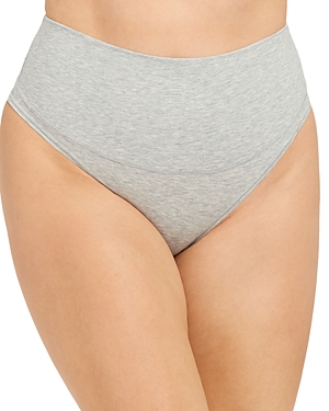 Spanx Cotton Blend Control Thong In Heather Grey