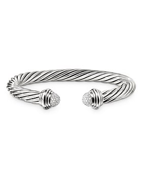 David Yurman - Sterling Silver Cable Bracelet with Diamonds