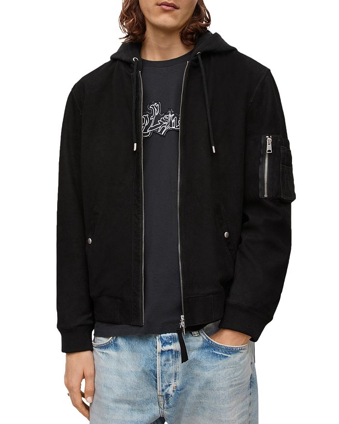ALLSAINTS Izaka Nubuck Leather Bomber Jacket | Bloomingdale's