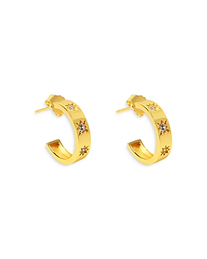 Argento Vivo Pave Star C Hoop Earrings in 14K Gold Plated Sterling Silver