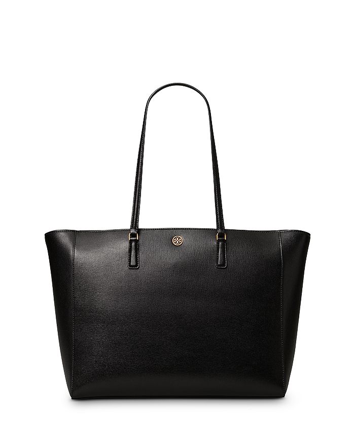 Tory Burch Robinson Pebbled Leather Tote Bag Black