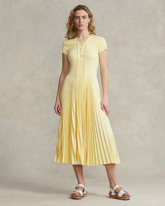 Ralph lauren pleated dress sales