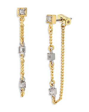 Shop Allsaints Stone Chain Front Back Earrings In Gold/silver