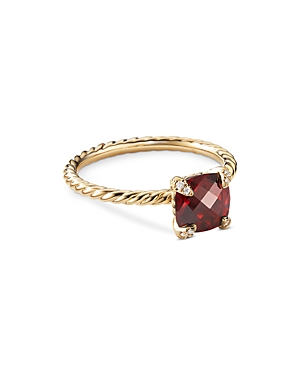 DAVID YURMAN 18K YELLOW GOLD CHATELAINE RING WITH GARNET & DIAMONDS