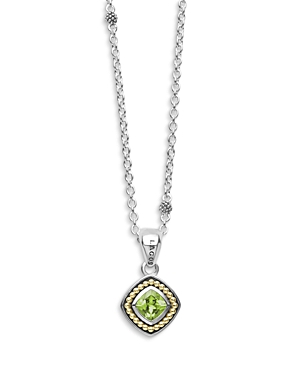 Lagos 18k Yellow Gold & Sterling Silver Rittenhouse Peridot Bead Frame Pendant Necklace, 16-18 In Green/silver