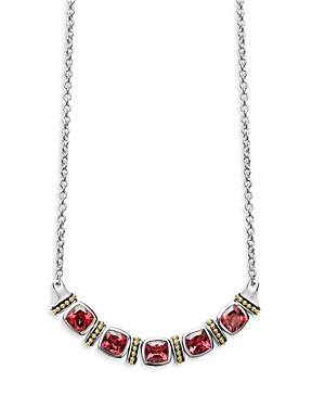 Lagos 18K Yellow Gold & Sterling Silver Rittenhouse Rhodolite Garnet Multi Stone Statement Necklace,