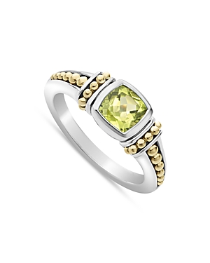 Lagos 18K Yellow Gold & Sterling Silver Caviar Color Peridot Ring