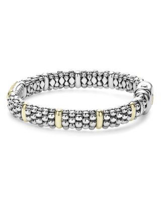 18K Yellow Gold & Sterling Silver Signature Caviar Yellow Sapphire Pav&eacute; Link Bracelet