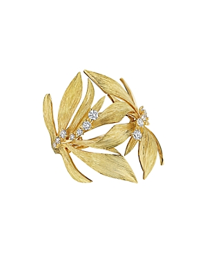 Hueb 18K Yellow Gold Bahia Diamond Topical Leaves Statement Ring