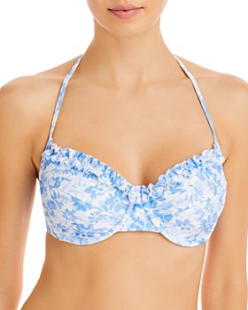 Shoshanna - Printed Ruffled Underwire Bikini Top