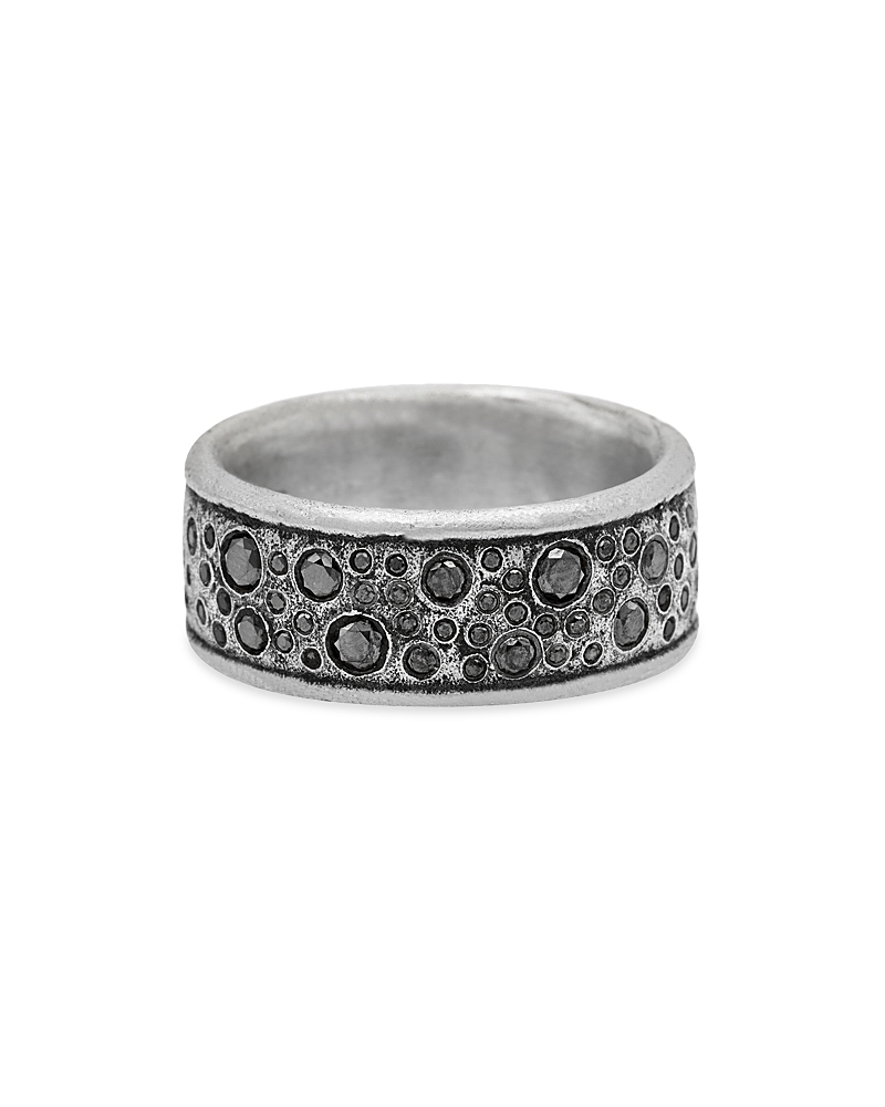John Varvatos Men's Sterling Silver Stardust Black Diamond Band In Black/silver