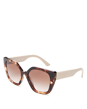 Shop Prada Square Sunglasses, 52mm In Tortoise/brown Gradient
