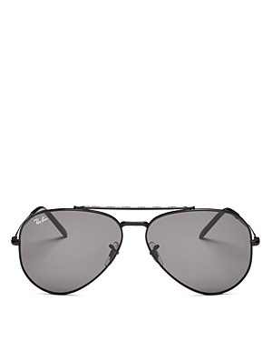 Ray Ban Ray-ban Brow Bar Aviator Sunglasses, 62mm In Black/gray