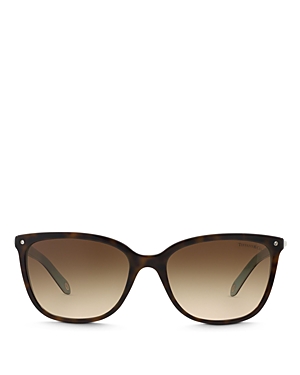 Shop Tiffany & Co Cat Eye Square Sunglasses, 55mm In Havana/brown