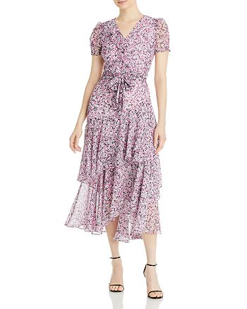 KARL LAGERFELD PARIS Printed Ruffled Midi Dress | Bloomingdale's