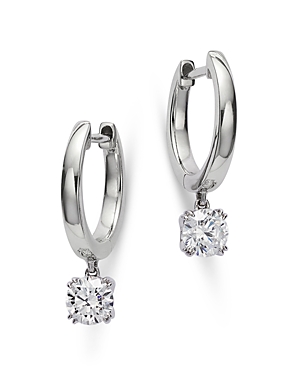 Bloomingdale's Certified Diamond Huggie Hoop Earrings In 14k White Gold Featuring Diamonds With The De Beers Code O