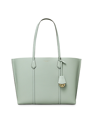 Tory Burch Perry Medium Leather Tote In Blue Celadon