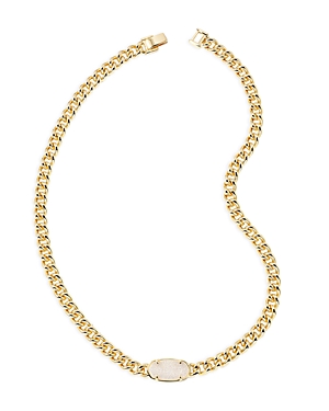 Kendra Scott Elisa Drusy Stone Chain Link Collar Necklace in 14K Gold Plated, 17