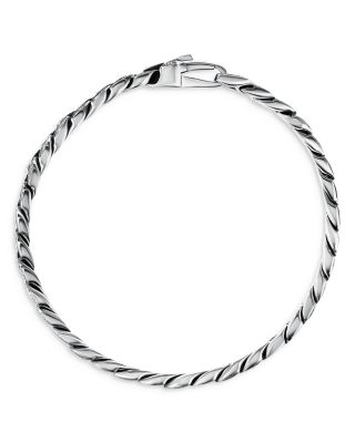 Men's Curb Chain Bracelet in Sterling Silver with Diamonds, 8mm