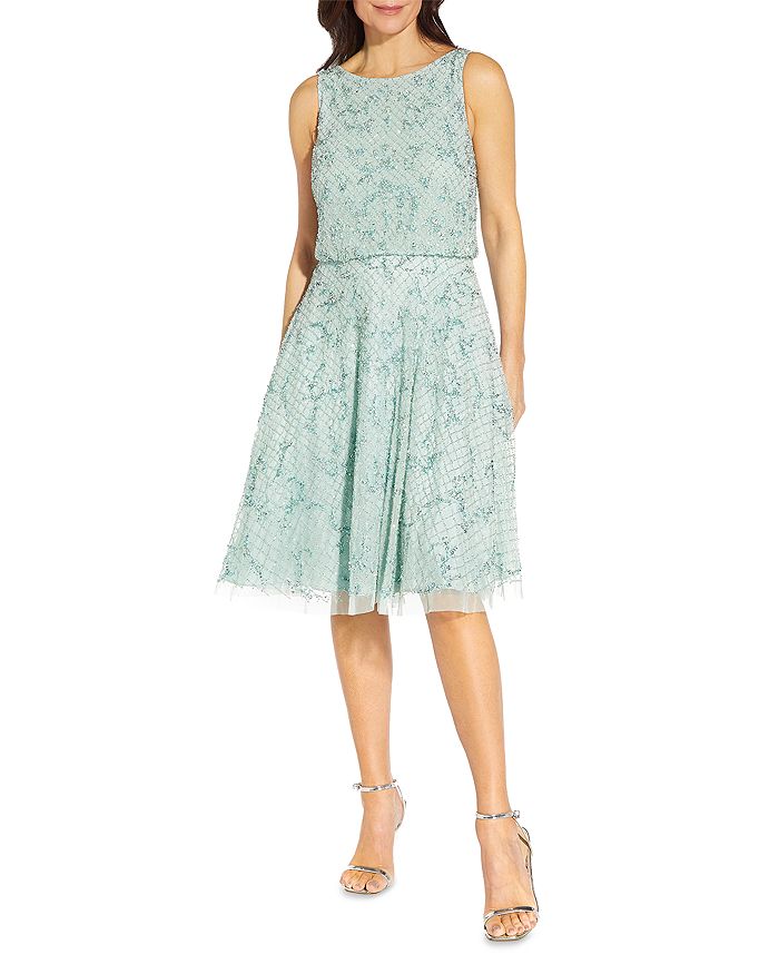 Aidan Mattox Boat Neck Beaded Dress Bloomingdale s