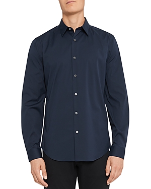Shop Theory Sylvain Good Cotton Slim Fit Button Down Shirt In Eclipse