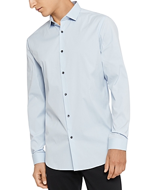 Shop Theory Sylvain Good Cotton Slim Fit Button Down Shirt In Olympic