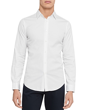 Shop Theory Sylvain Good Cotton Slim Fit Button Down Shirt In White