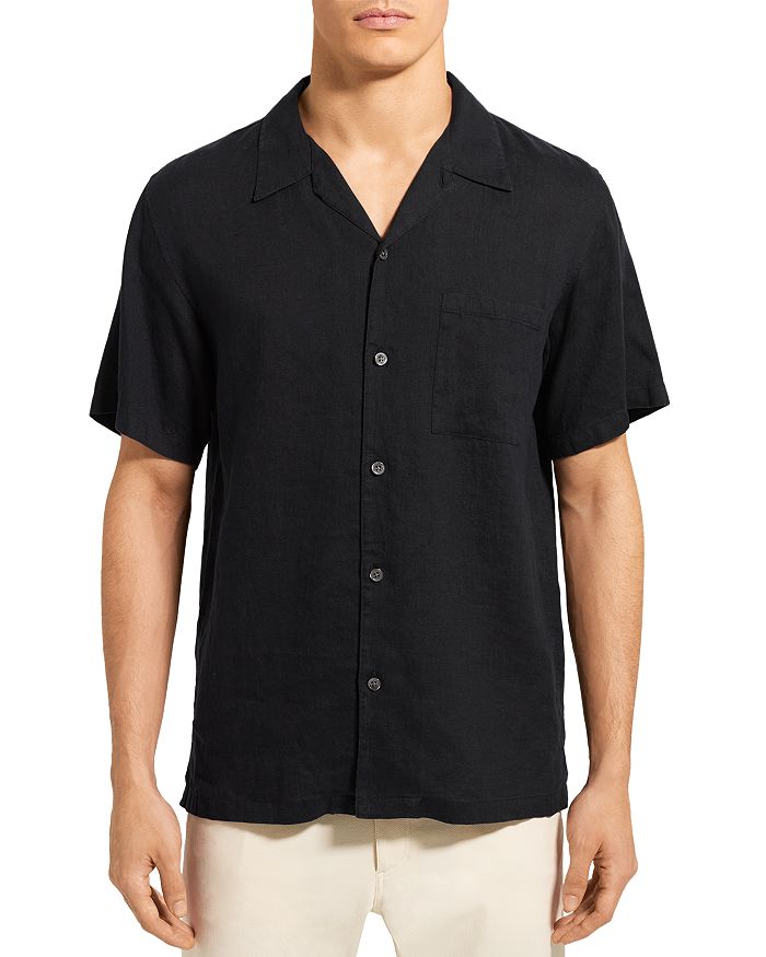 Theory Short Sleeve Regular Fit Linen Shirt | Bloomingdale's