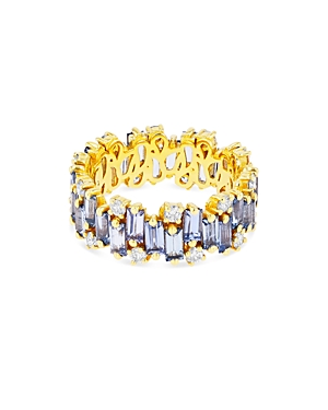 Suzanne Kalan 18k Yellow Gold Fireworks Blue Sapphire & Diamond Asymmetrical Band In Blue/gold