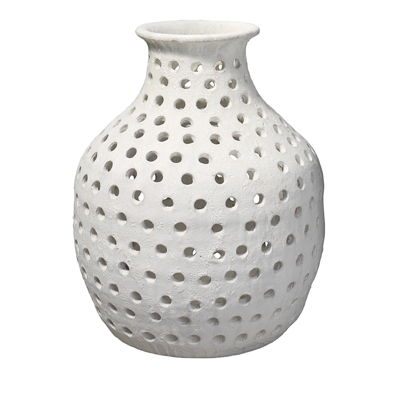 Jamie Young Small Porous Vase In Matte White Ceramic In White