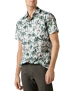 Rodd & Gunn Sabre Peak Print Short Sleeve Cotton Button-up Shirt In Forest