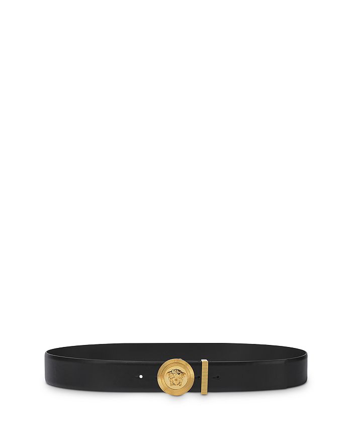 Versace Men's Medusa Leather Belt - Black Gold - Size 38 - Fall Sale