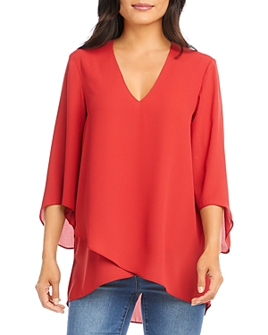 Karen Kane Asymmetric High/low Top In Tomato
