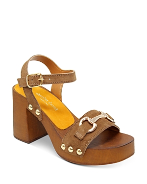 Charles David Women's Platform Block-heel Suede Sandals In Cognac