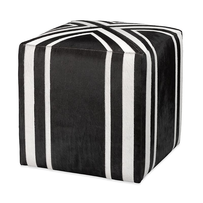 Jamie Young Nantucket Criss Cross Hide Ottoman In Black