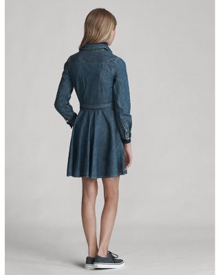 Girls' Denim Shirt Dress with Belt - Big Kid