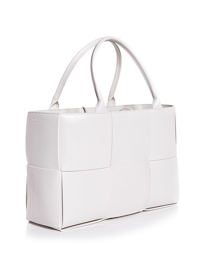 Shop Bottega Veneta Medium Arco Tote Bag In Chalk/silver