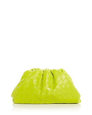 Bottega Veneta Teen Pouch Small Gathered Intrecciato Leather Clutch In Acid Kiwi