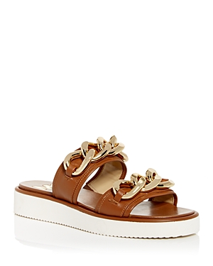 Michael Michael Kors Women's Scarlett Double Chain Platform Slide Sandals In Luggage