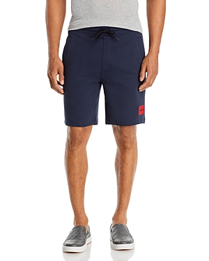 Shop Hugo Boss Diz222 Cotton Regular Fit Drawstring Shorts In Dark Blue