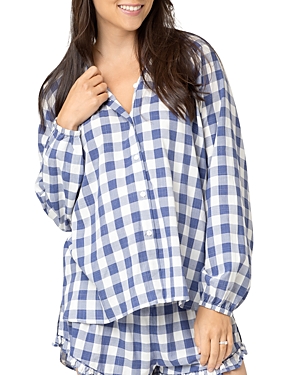Nom Maternity Provence Print Maternity Shirt In Navy/ White