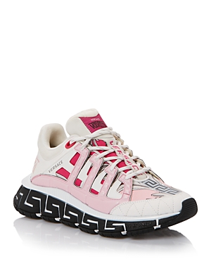 Versace Women's Trigreca Low Top Sneakers In White/pink/fuschia